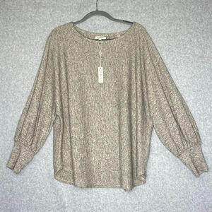 Max Studio London Oatmeal Marled Dolman Knit Sweater 2X #YY